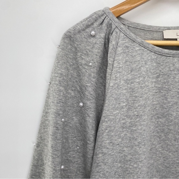 LOFT Pearlized Cozy Boatneck Gray Long Sleeve Sweatshirt Size Medium NWT - Picture 2 of 10
